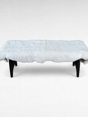 Icelandic Lambskin for Bench (Fits 4′ or 5′ Seat) White Wool FINAL DISCOUNT